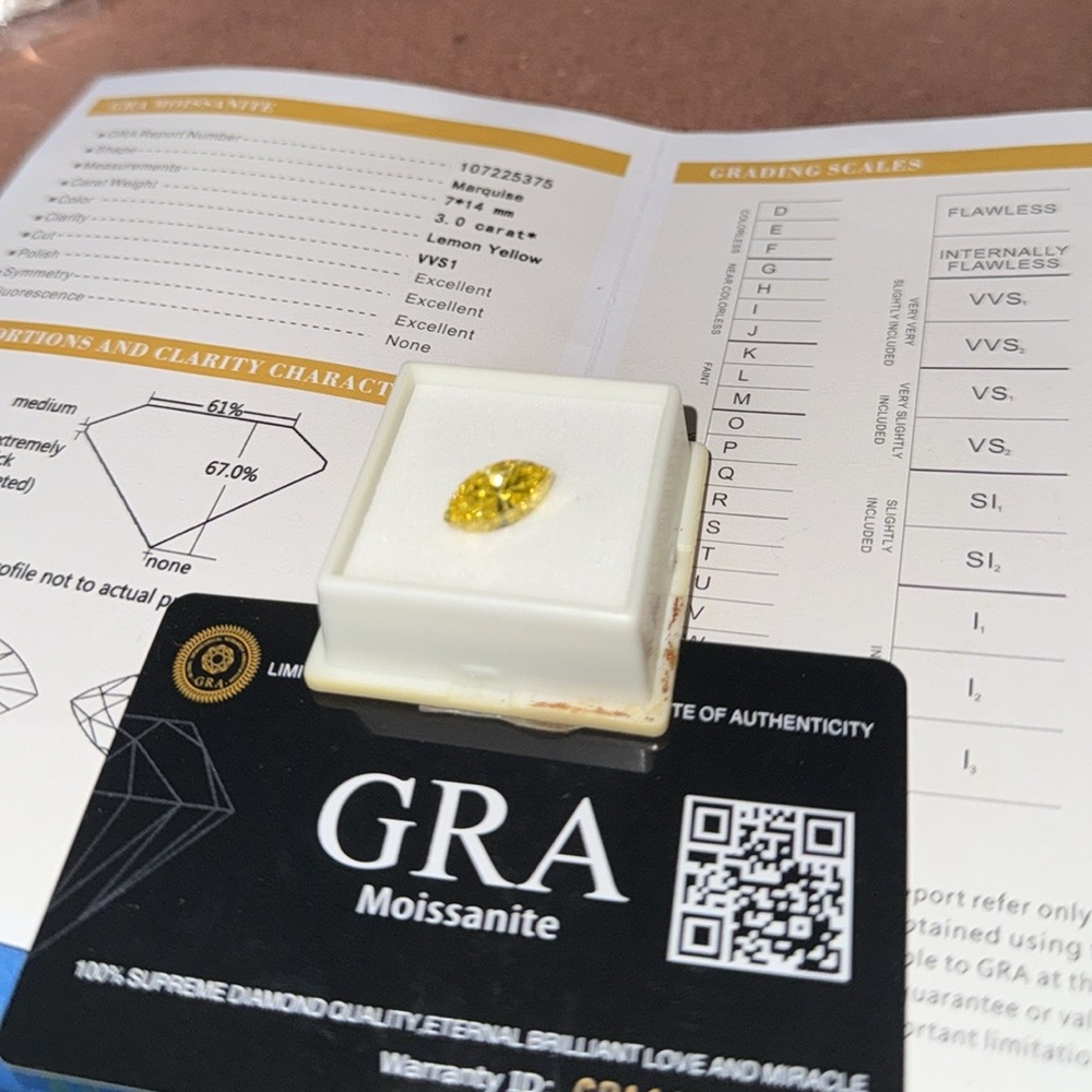 Yellow moissonite diamond